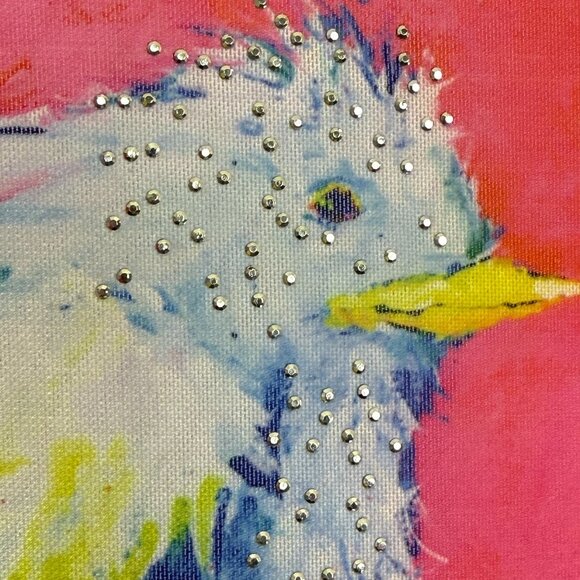 Leoma Lovegrove XL Sleeveless Tunic Top Birds Artwork Embellished Studded Pink - Picture 4 of 11